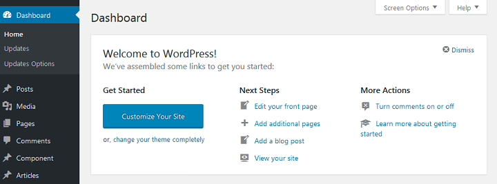 Dashboard ของ WordPress